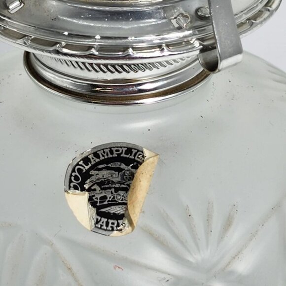 Frosted Glass Lamplight Farms Oil Lamp Embossed Floral Details Clear Chimney VTG - Picture 2 of 12